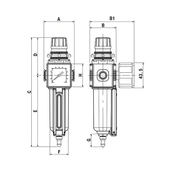 ANI ART. E/14/2 1/4"F Filtro Regolatore di Pressione Modulare - ANI - Immagine 2